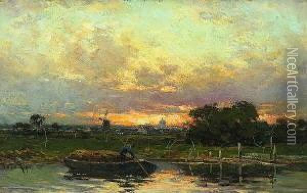 Hollandische Landschaft Bei
 Abendsonne. Oil Painting - Willem Cornelis Rip
