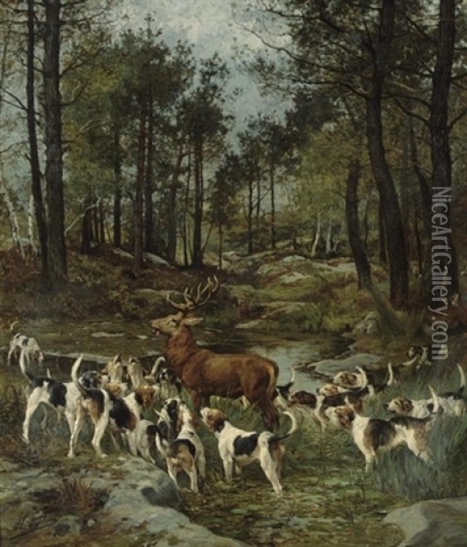 The Deer Hunt Oil Painting - Olivier de Penne