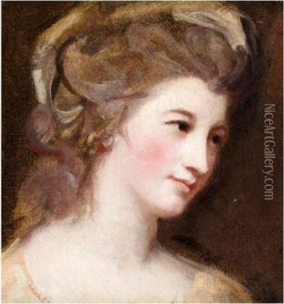 Portrait Of A Lady, Said To Be Miss Emily Bertie, Known As Emily Pott Oil Painting - George Romney