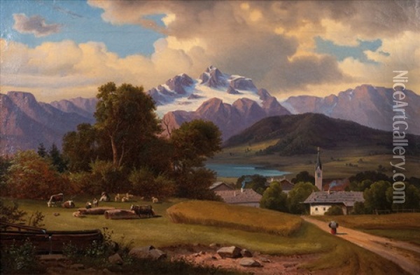 Alpine Landscape Oil Painting - Arthur Blaschnik