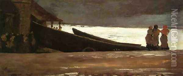 Watching a Storm on the English Coast Oil Painting - Winslow Homer