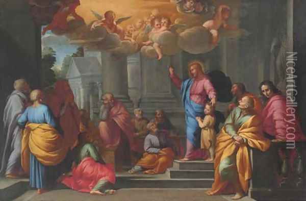 Christ blessing the Children Matthew, XIX 13-15 Oil Painting - Pietro Da Cortona (Barrettini)