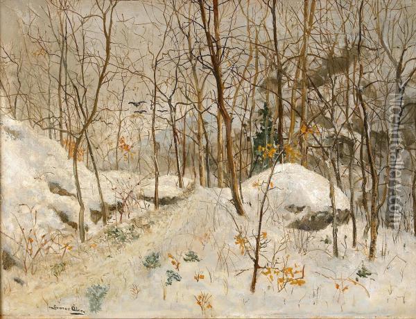 Vinterdag I Skogen Oil Painting - Gunnar Aberg