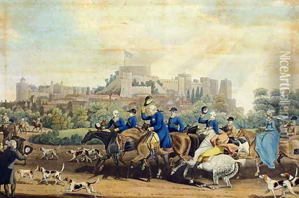 George III (1738-1820) Returning from Hunting, engraved by M. Dubourg, 1820 Oil Painting - James Pollard