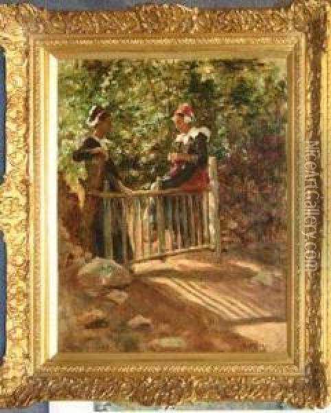 In The Sunshine, Brittany Oil Painting - Aloysius C. O'Kelly