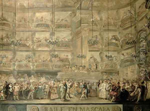The Masked Ball, c.1767 Oil Painting - Luis Paret Y Alcazar