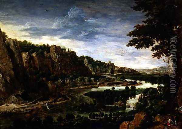 An Extensive River landscape Oil Painting - Lucas van Valckenborch