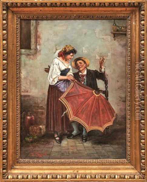 Jung Und Alt Im Gesprach Oil Painting - Jules Zermati