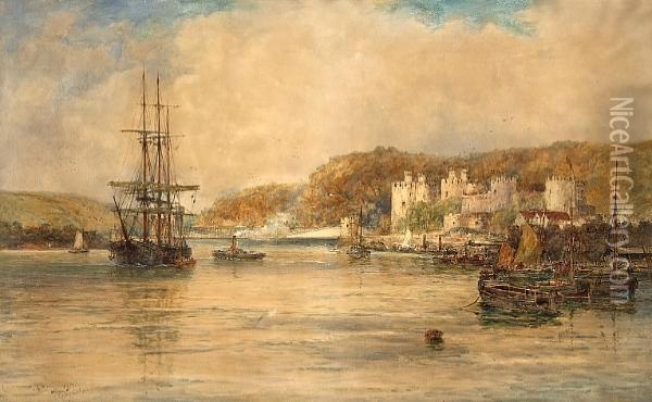 A View Of Conway Castle From Across The River Oil Painting - Thomas Bush Hardy