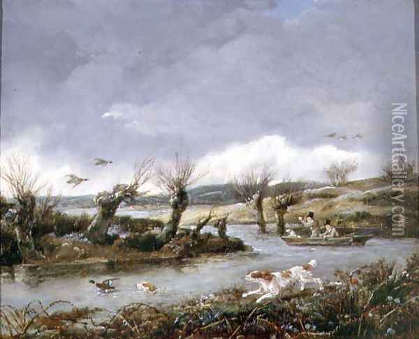 Duck Shooting Oil Painting - Samuel John Egbert Jones