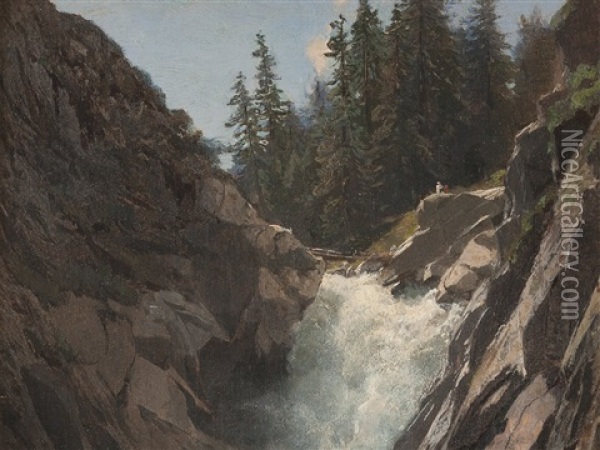 Mountain Landscape, Switzerland Oil Painting - Alfred Chavannes