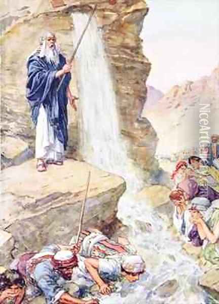 Calling on the name of Jehovah, he struck the rock Oil Painting - Charles Edmund Brock