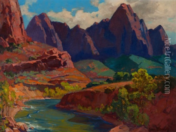 Cathedral Point, Utah Oil Painting - Franz Arthur Bischoff