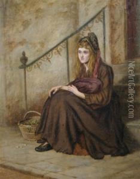 Woman On Steps Oil Painting - Arthur Ventnor