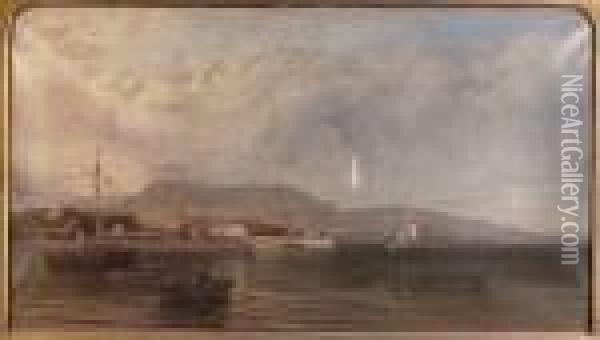 A Prospect Of Burntisland From The Forth Oil Painting - John Jock Wilson