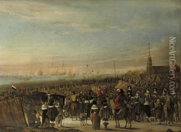 The Departure Of King Charles Ii From Scheveningen On 24 May Oil Painting - Cornelis Beelt