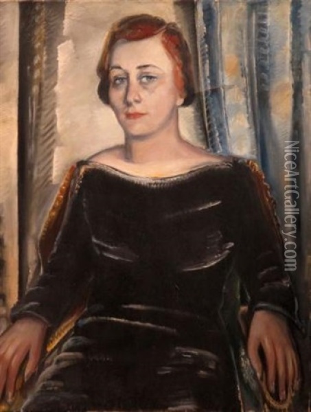 Portrait Of A Woman, Possibly Mrs. Erich Cohn Oil Painting - Paul Kleinschmidt