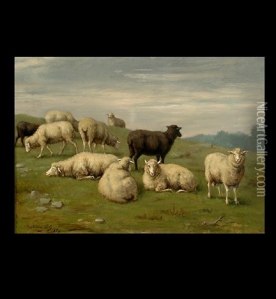 Sheep In A Meadow Oil Painting - Matilda Lotz