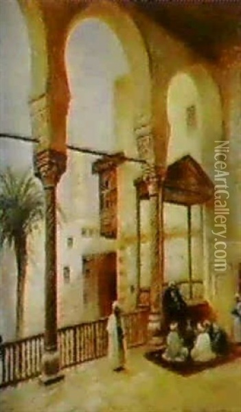 Pa En Balkong I Kairo Oil Painting - Frans Wilhelm Odelmark