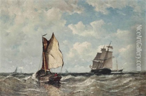 Off To The Fishing Grounds Oil Painting - Johannes Frederick Schuetz