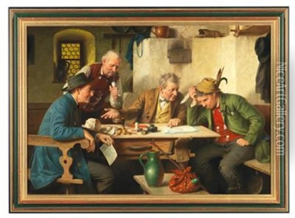 The Contract Oil Painting - Josef Wagner-Hohenberg