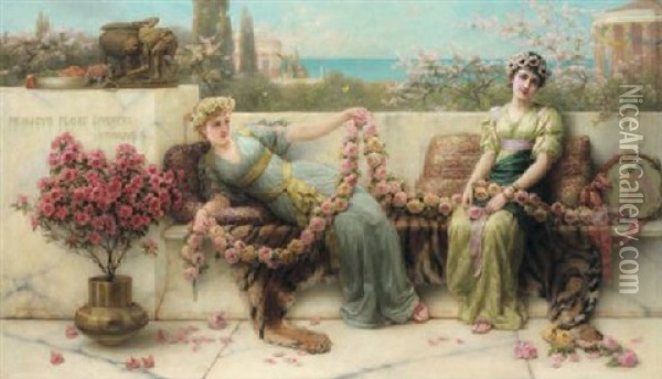 The Rose Garland Oil Painting - Emile Eisman-Semenowsky