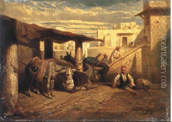 A Turkish Scene Oil Painting - Alexandre Gabriel Decamps