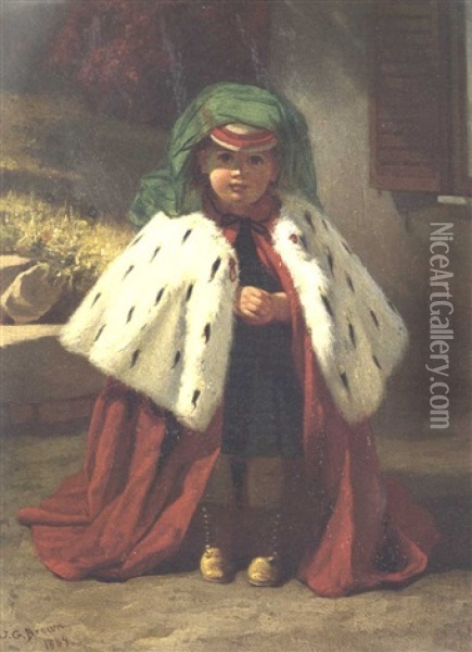 Little Girl With Ermine Coat Oil Painting - John George Brown
