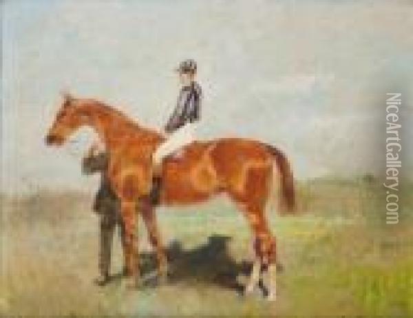 Portrait Du Cheval Stuart Et De Son Jockey Oil Painting - John Lewis Brown