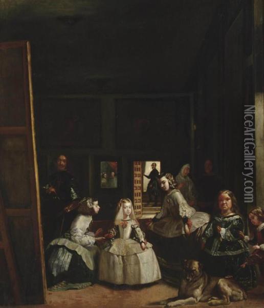 Rodriguez De Silva Y Velazquez Las Meninas Oil Painting - Diego Rodriguez de Silva y Velazquez