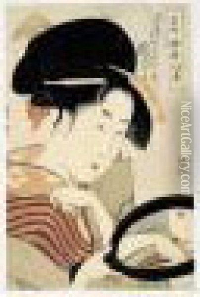 Kaze Suzushi. Quand Souffle Une Brise Fraiche Oil Painting - Kitagawa Utamaro