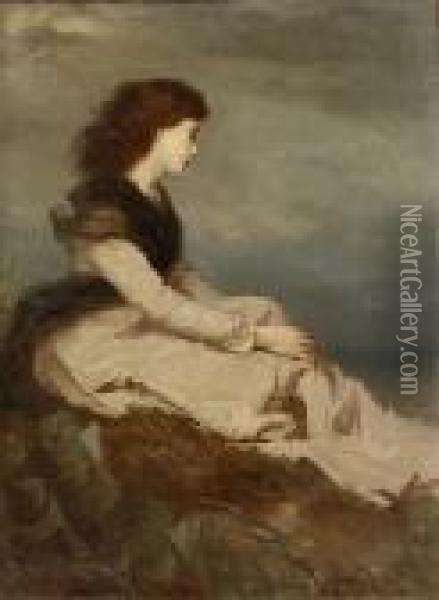 Distant Thoughts Oil Painting - Wilhelm A. Lebrecht Amberg
