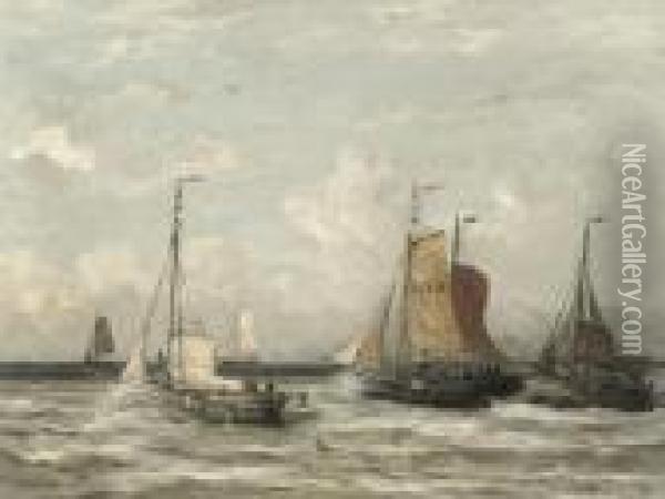 Uitvarende Vissersvloot: Setting Out To Sea Oil Painting - Hendrik Willem Mesdag