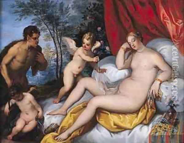 Venus and Pan Oil Painting - J. & Rottennhammer, Hans I Brueghel