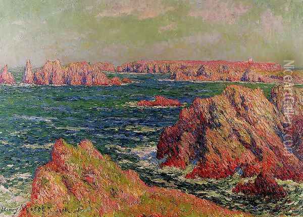 The Cliffs at Belle Ile Oil Painting - Henri Moret