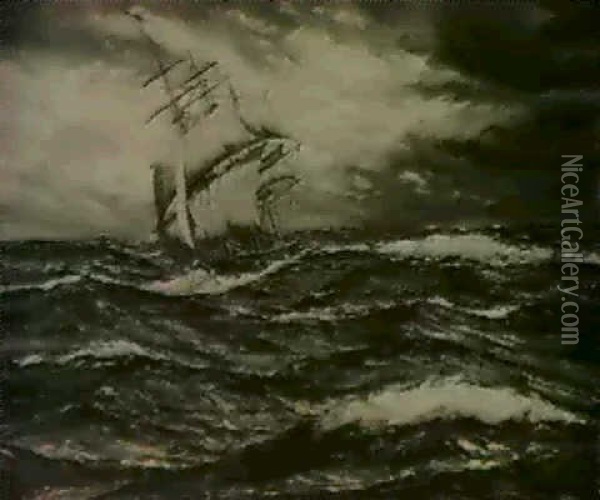 Sailing In Stormy Seas Oil Painting - Henri Louis Scott