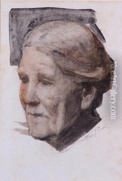 Head Of An Old Woman Oil Painting - George James Coates