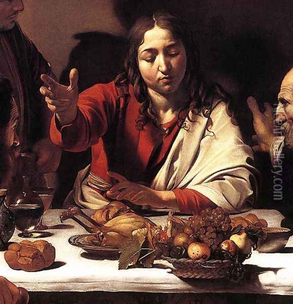 Supper at Emmaus (detail 1) 1601-02 Oil Painting - Caravaggio