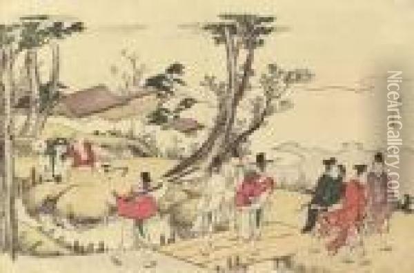 Frontispiece To The Illustrated 
Book Nishikizuri Onna Sanjurokkasen (thirty-six Female Poets In Brocade 
Prints) Oil Painting - Katsushika Hokusai