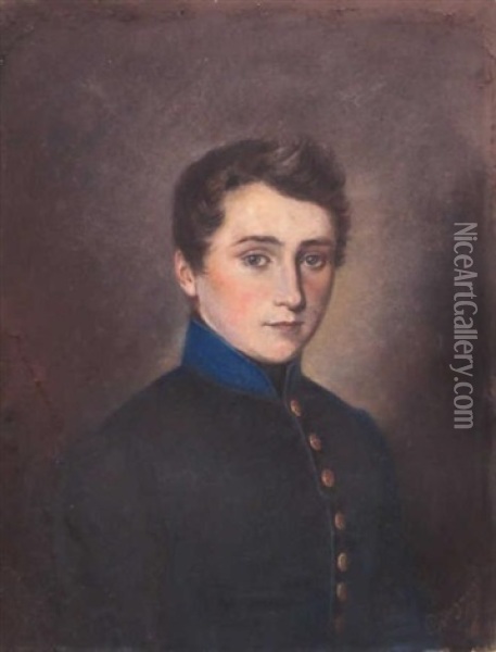 Portrait D'un Jeune Officier Oil Painting - Edmond Collignon