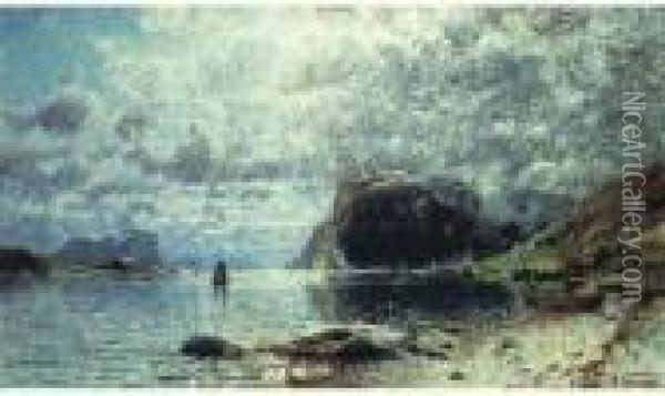 Paysage De Fjord Avec Un Village De Pecheur Oil Painting - Adelsteen Normann
