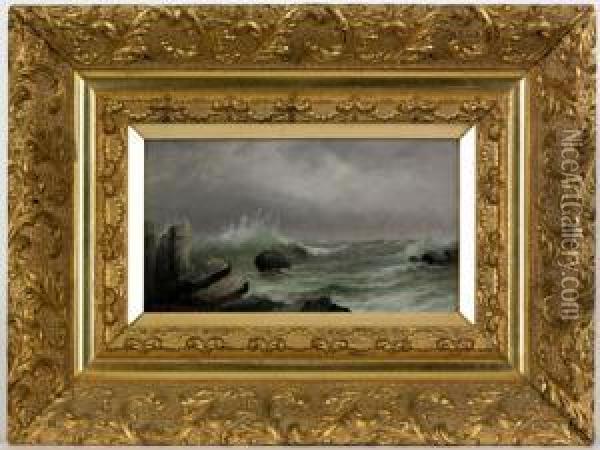 Maine Coastal Scene Oil Painting - George M. Hathaway