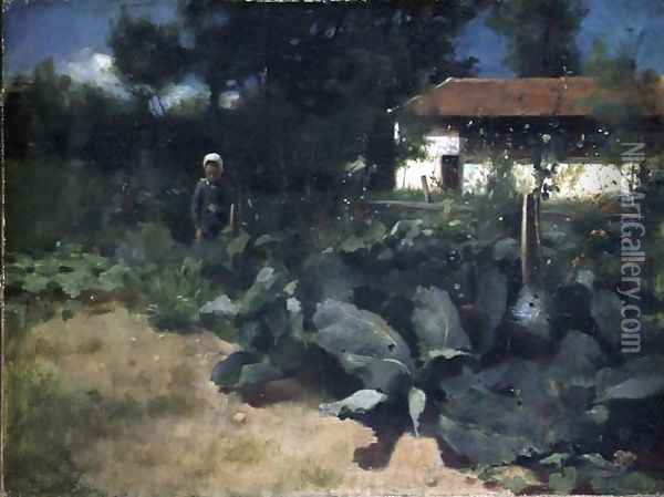 A French Kitchen Garden, 1883 Oil Painting - Edward Stott