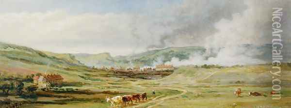 Landscape near Swansea, South Wales Oil Painting - James Ward