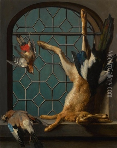 Still Life Of Game On A Window Ledge Oil Painting - Jean-Baptiste Oudry