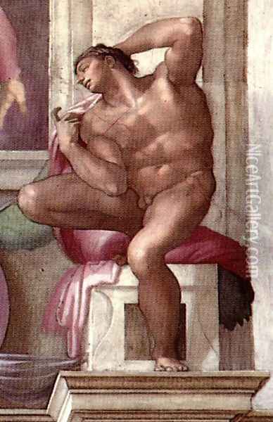 Ignudo -8 1511 Oil Painting - Michelangelo Buonarroti