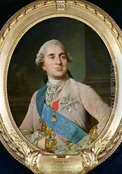 Portrait medallion of Louis XVI 1754-93 Oil Painting - Duplessis, Joseph-Siffrede