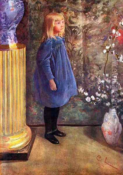 Ulla Oil Painting - Carl Larsson