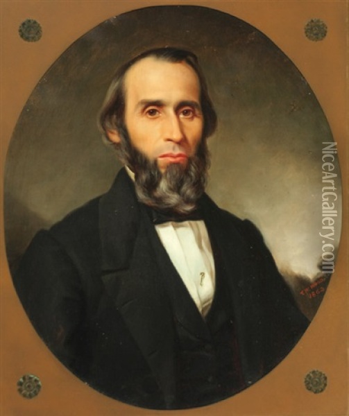 Portrait Of A Gentleman In Black Coat And Vest Oil Painting - Thomas Waterman Wood