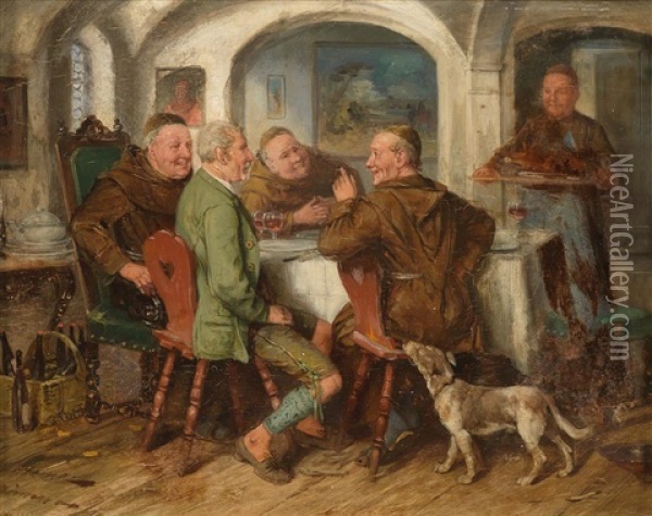 Wirtshausszene (pair) Oil Painting - Johann Adalbert Heine